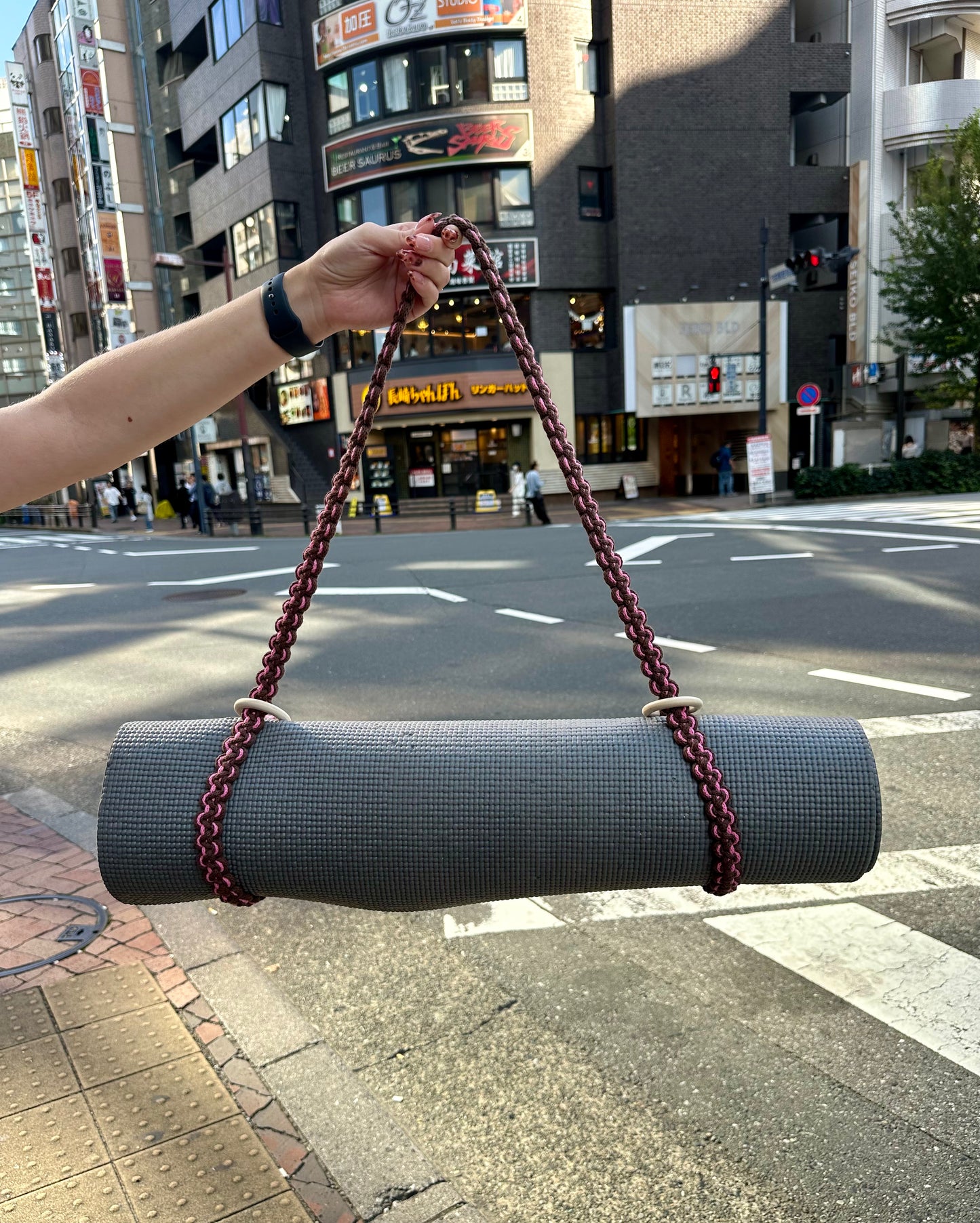 Pink & Brown Mat Strap